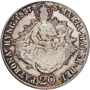 Maďarsko 20 Kreuzer 1837 B FERDINAND V. Svätá Mária