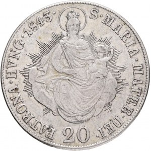 Ungheria 20 Kreuzer 1843 B FERDINAND V. Santa Maria appena.