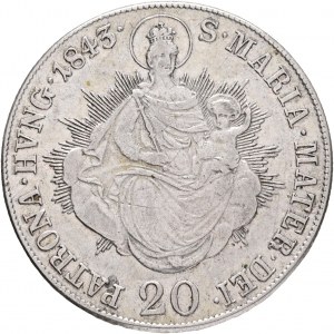 Maďarsko 20 Kreuzer 1843 B FERDINAND V. Svätá Mária práve.