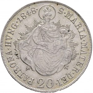 Ungheria 20 Kreuzer 1848 B FERDINAND V. Santa Maria