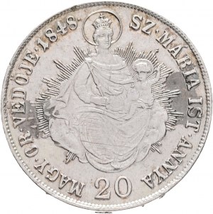Hongrie 20 Kreuzer 1848 K.B. FERDINAND V. St. Maria just. Guerre d'indépendance