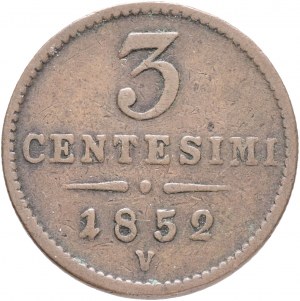Taliansko 3 Centesimi 1852 V FRANZ JOSEPH I. Benátky