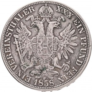 1 Vereinsthaler 1858 A FRANZ JOSEPH I. Vienne