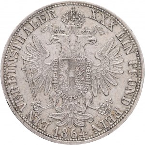 1 Vereinsthaler 1864 A FRANZ JOSEPH I. Vienna