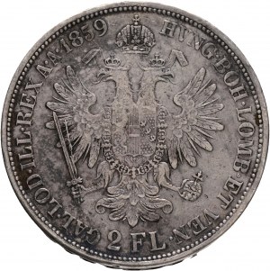 2 Gulden 1859 B FRANZ JOSEPH I. Kremnica Patina