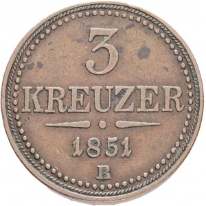 3 Kreuzer 1851 B FRANZ JOSEPH I. Kremnica