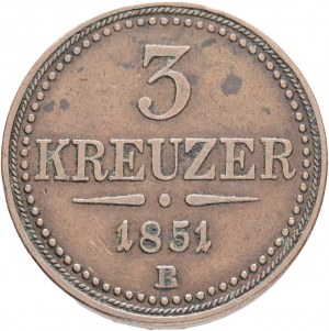 3 Kreuzer 1851 B FRANZ JOSEPH I. Kremnica