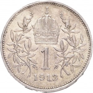 Österreich 1 Corona 1913 Schwartz Franz Joseph I.