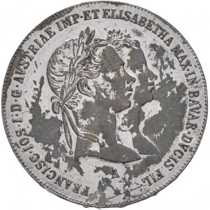 Austria 1 Gulden 1854 A FRANZ JOSEPH I. And SISSI Wedding Gulden black patina