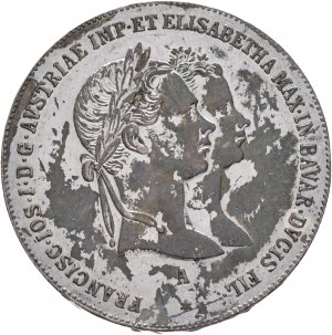 Autriche 1 Gulden 1854 A FRANZ JOSEPH I. et SISSI Mariage Gulden patine noire