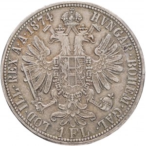 Austria 1 Gulden 1874 FRANZ JOSEPH I. cabinet patina da vecchia collezione