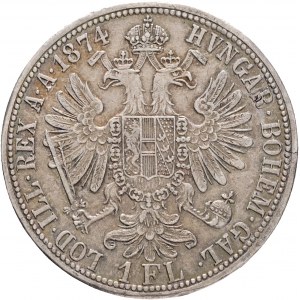 Rakúsko 1 Gulden 1874 FRANZ JOSEPH I. kabinet patina zo starej zbierky