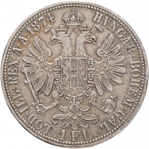 Austria 1 Gulden 1874 FRANZ JOSEPH I. cabinet patina da vecchia collezione