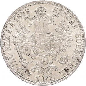 Rakúsko 1 Gulden 1878 FRANZ JOSEPH I. Lustrová mincovňa