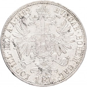 Austria 1 Gulden 1882 FRANZ JOSEPH I. Chandelier mint, bank tape