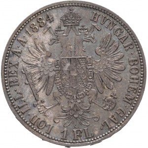 Rakúsko 1 Gulden 1884 FRANZ JOSEPH I. kabinet patina zo starej zbierky