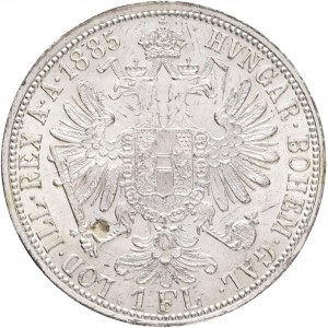 Rakúsko 1 Gulden 1885 FRANZ JOSEPH I. Lustrová mincovňa, vlasová línia