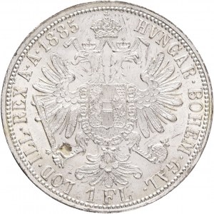 Autriche 1 Gulden 1885 FRANZ JOSEPH I. Monnaie Chandelier, ligne de cheveux