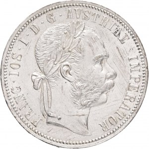 Austria 1 Gulden 1885 FRANZ JOSEPH I. Mennica żyrandolowa, linia włosów