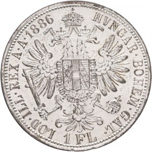 Österreich 1 Gulden 1886 FRANZ JOSEPH I. Kronleuchter prägefrisch