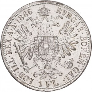 Rakúsko 1 Gulden 1886 FRANZ JOSEPH I. Lustrová mincovňa