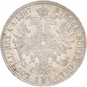 Austria 1 Gulden 1887 FRANZ JOSEPH I. Chandelier mint
