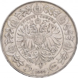 Austria 5 Corona 1909 Franz Joseph I. Larger head, Schwartz