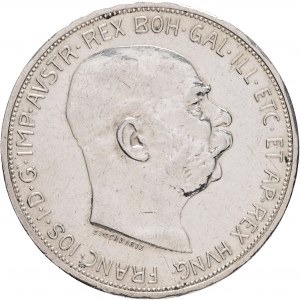 Österreich 5 Korona 1909 Franz Joseph I. Großer Kopf, Schwartz