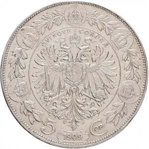 Österreich 5 Korona 1909 Franz Joseph I. Kleiner Kopf, Marschall