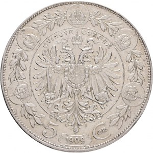 Austria 5 Corona 1909 Franz Joseph I. Small head, Marschall