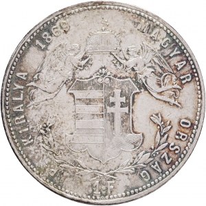 Ungarn 1 Forint 1869 G.Y.F. FRANZ JOSEPH I. Karlsburg Haarlinien