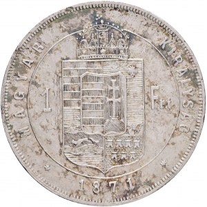Hungary 1 Forint 1871 K.B. FRANZ JOSEPH I. Kremnica hairlines