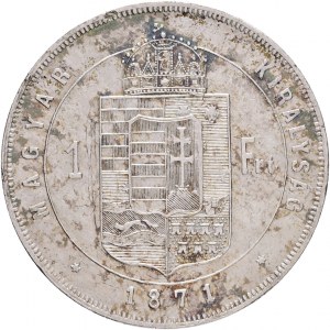 Ungarn 1 Forint 1871 K.B. FRANZ JOSEPH I. Kremnica Haarlinien