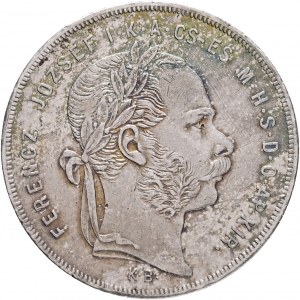 Maďarsko 1 forint 1871 K.B. FRANZ JOSEPH I. Kremnica vlasové línie