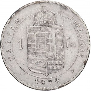 Maďarsko 1 forint 1874 K.B. FRANZ JOSEPH I. Kremnica