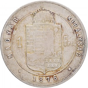 Hungary 1 Forint 1876 K.B. FRANZ JOSEPH I. Kremnica