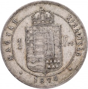 Węgry 1 Forint 1876 K.B. FRANZ JOSEPH I. Kremnica patyna gabinetowa ze starej kolekcji