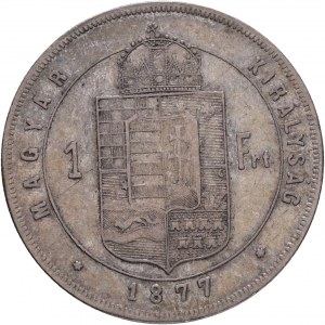 Hungary 1 Forint 1877 K.B. FRANZ JOSEPH I. Kremnica cabinet patina from old collection