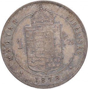 Ungheria 1 Fiorino 1879 K.B. FRANZ JOSEPH I. Gabinetto Kremnica patina da vecchia collezione