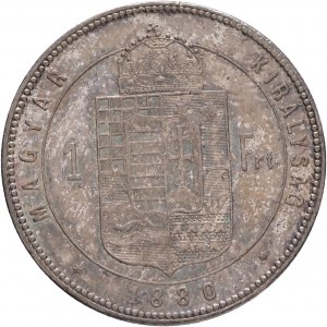 Węgry 1 Forint 1880 K.B. FRANZ JOSEPH I. Kremnica patyna gabinetowa ze starej kolekcji