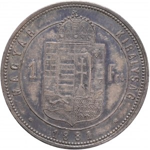 Hongrie 1 Forint 1881 K.B. FRANZ JOSEPH I. Patine de cabinet Kremnica de collection ancienne