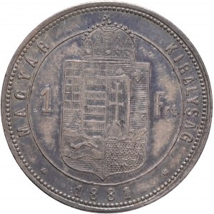 Hungary 1 Forint 1881 K.B. FRANZ JOSEPH I. Kremnica cabinet patina from old collection