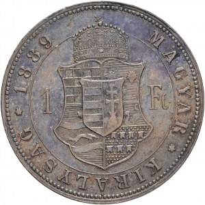 Węgry 1 Forint 1889 K.B. FRANZ JOSEPH I. Kremnica patyna gabinetowa ze starej kolekcji