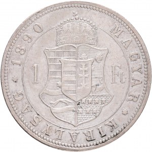 Hungary 1 Forint 1890 K.B. FRANZ JOSEPH I. Kremnica