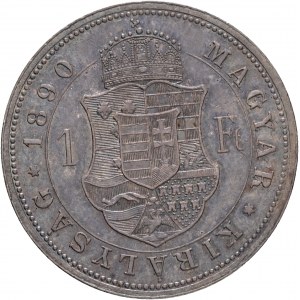 Hungary 1 Forint 1890 K.B. FRANZ JOSEPH I. Kremnica emblem of FIUME cabinet patina from old collection