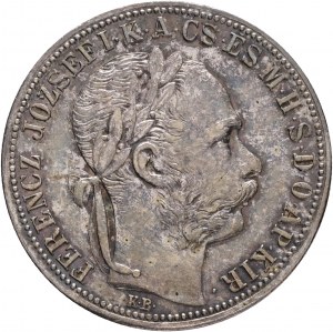 Maďarsko 1 forint 1890 K.B. FRANZ JOSEPH I. Kremnica emblém FIUME kabinet patina zo starej zbierky