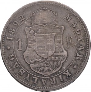 Węgry 1 Forint 1891 K.B. FRANZ JOSEPH I. Kremnica godło gabinetu FIUME patyna ze starej kolekcji