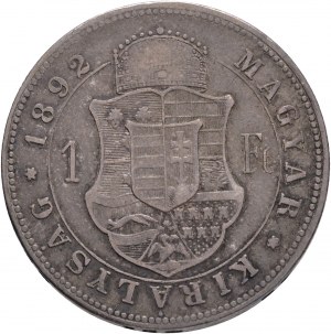 Ungarn 1 Forint 1891 K.B. FRANZ JOSEPH I. Kremnica Emblem von FIUME Kabinett Patina aus alter Sammlung