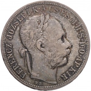 Węgry 1 Forint 1891 K.B. FRANZ JOSEPH I. Kremnica godło gabinetu FIUME patyna ze starej kolekcji