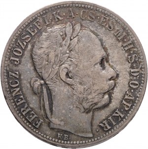 Ungheria 1 Fiorino 1891 K.B. FRANZ JOSEPH I. Kremnica emblema del gabinetto FIUME patina da vecchia collezione